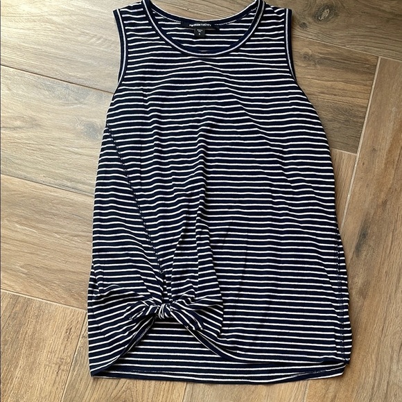 Fifteen Twenty Tops - Fifteen Twenty Blue and White Tie Front Tank Top